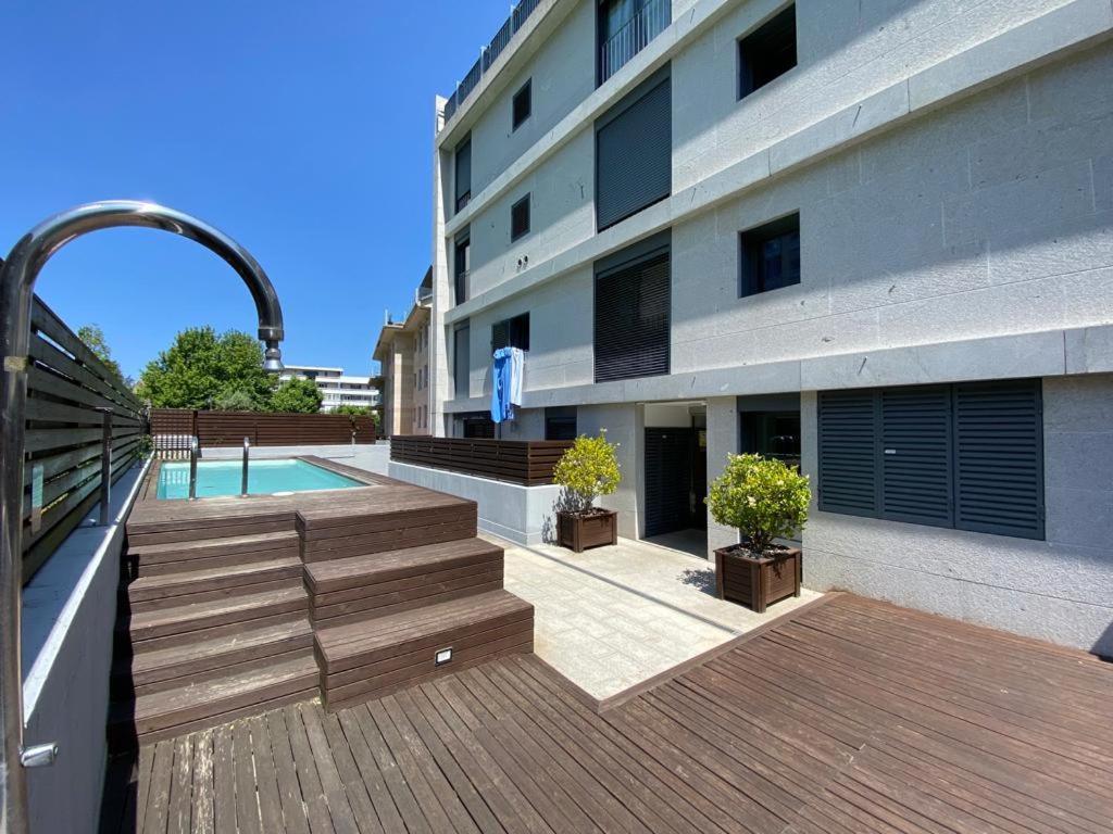 Baiona, Playa Santa Marta, Piscina 아파트 외부 사진